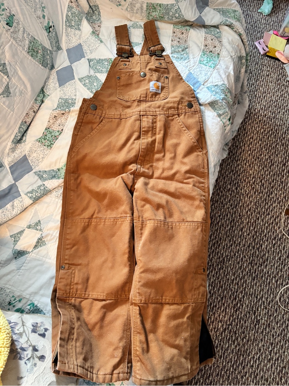 Carhartt Kids Brown Bib Overalls - Classic Rugged Workwear